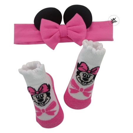 Set disney calzini e fascia con orecchie di Minnie fuxia