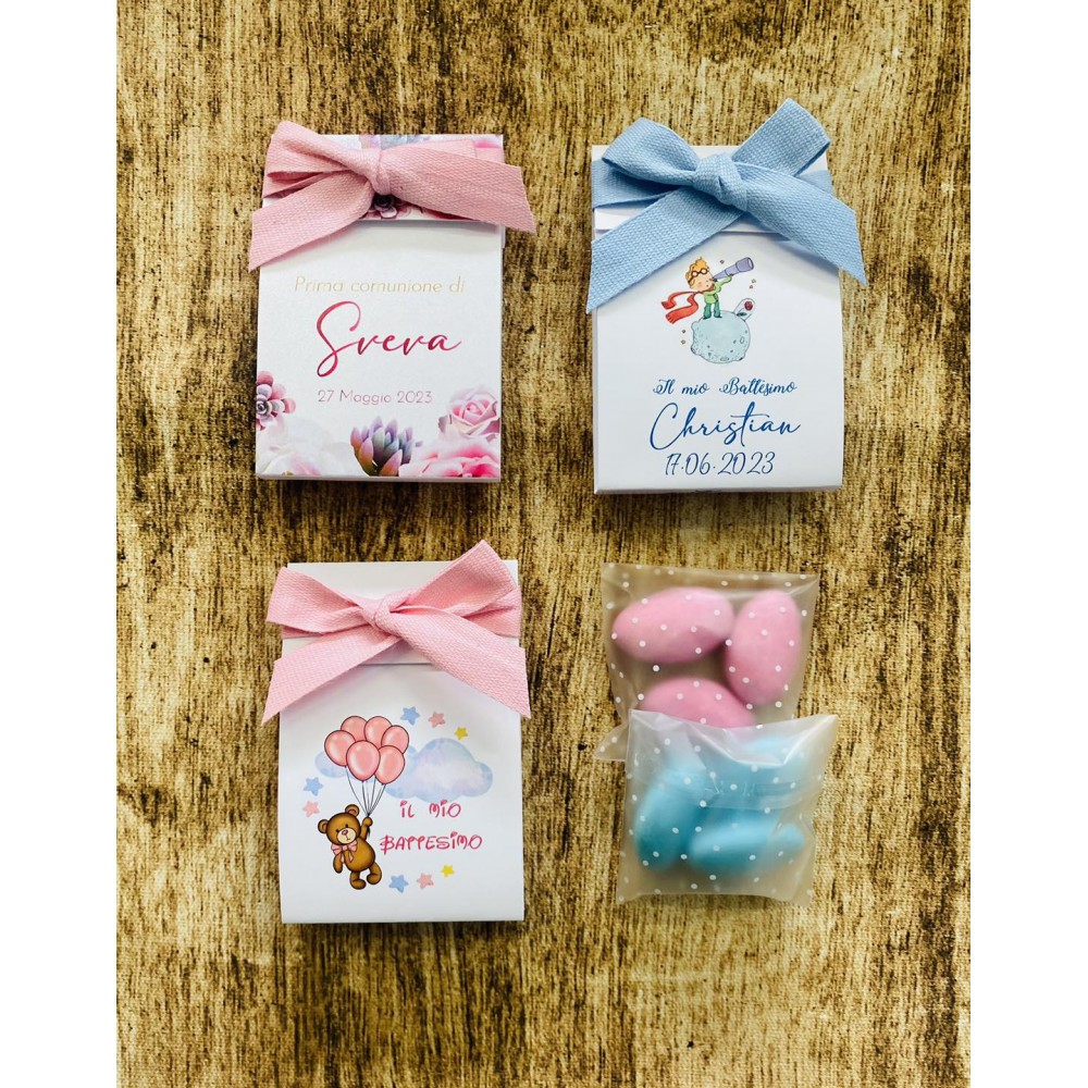 Kit 8pz astucci portaconfetti "Teddy collection" da personalizzare