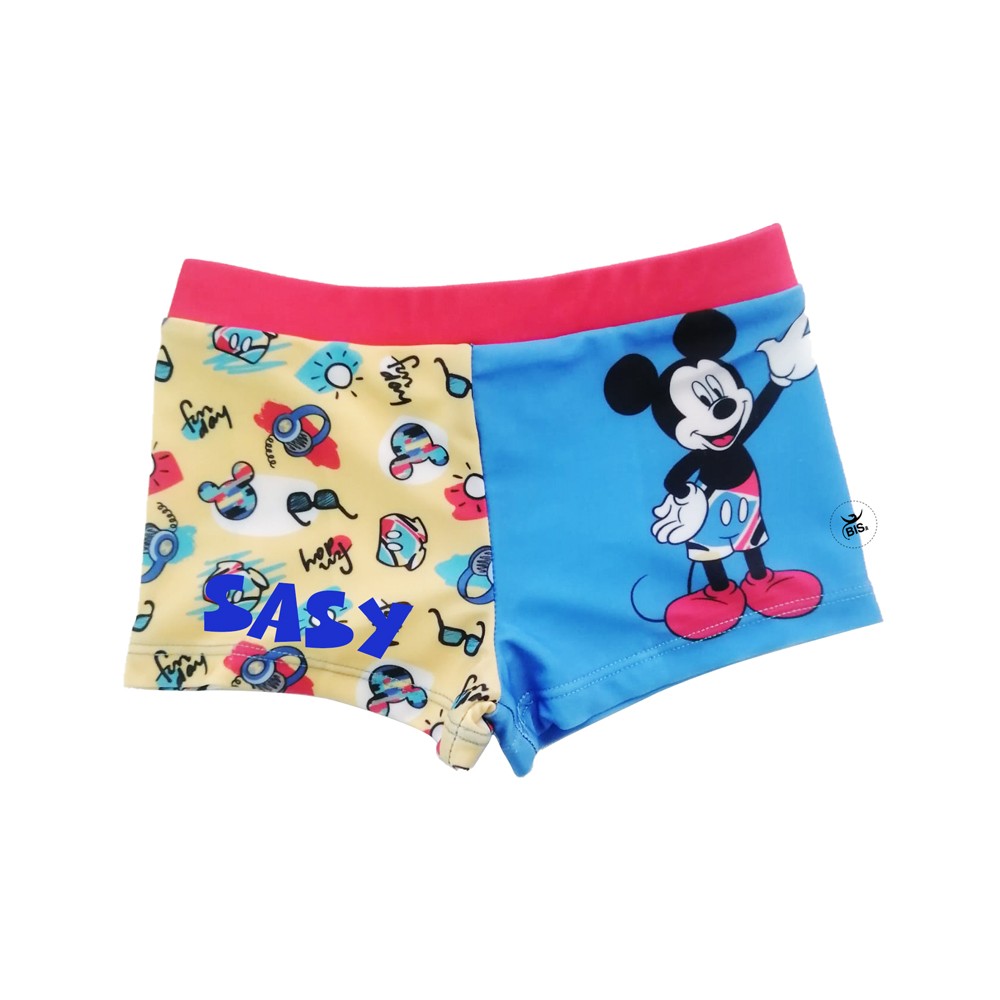 Boxer neonato da mare "Mickey fun day" bordino rosso