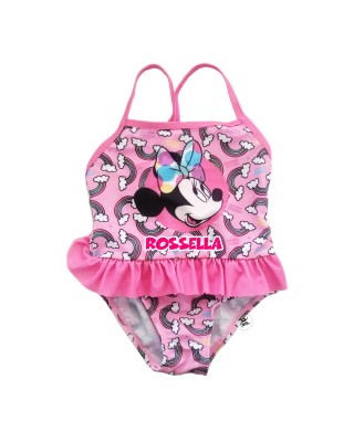 Costume intero bimba "Minnie rainbow"  rosa