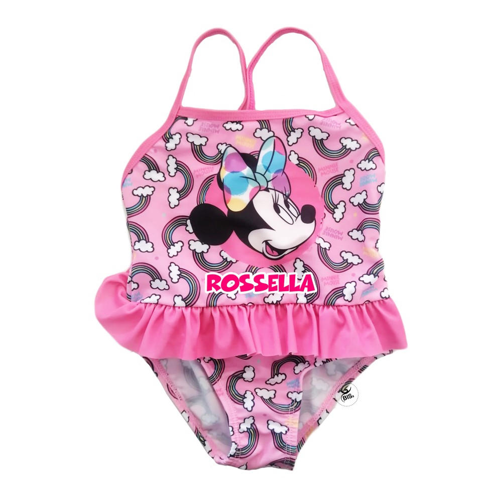 Costume intero bimba "Minnie rainbow"  rosa