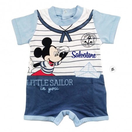 Pagliaccetto estivo "Topolino marinaio"  azzurro