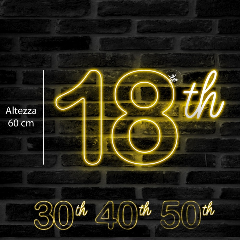 Tendone Luminoso Numero 18 Per Feste - 70cm In Schiuma, Luci Calde, Pre-tagliato Per Compleanni - Foto 5