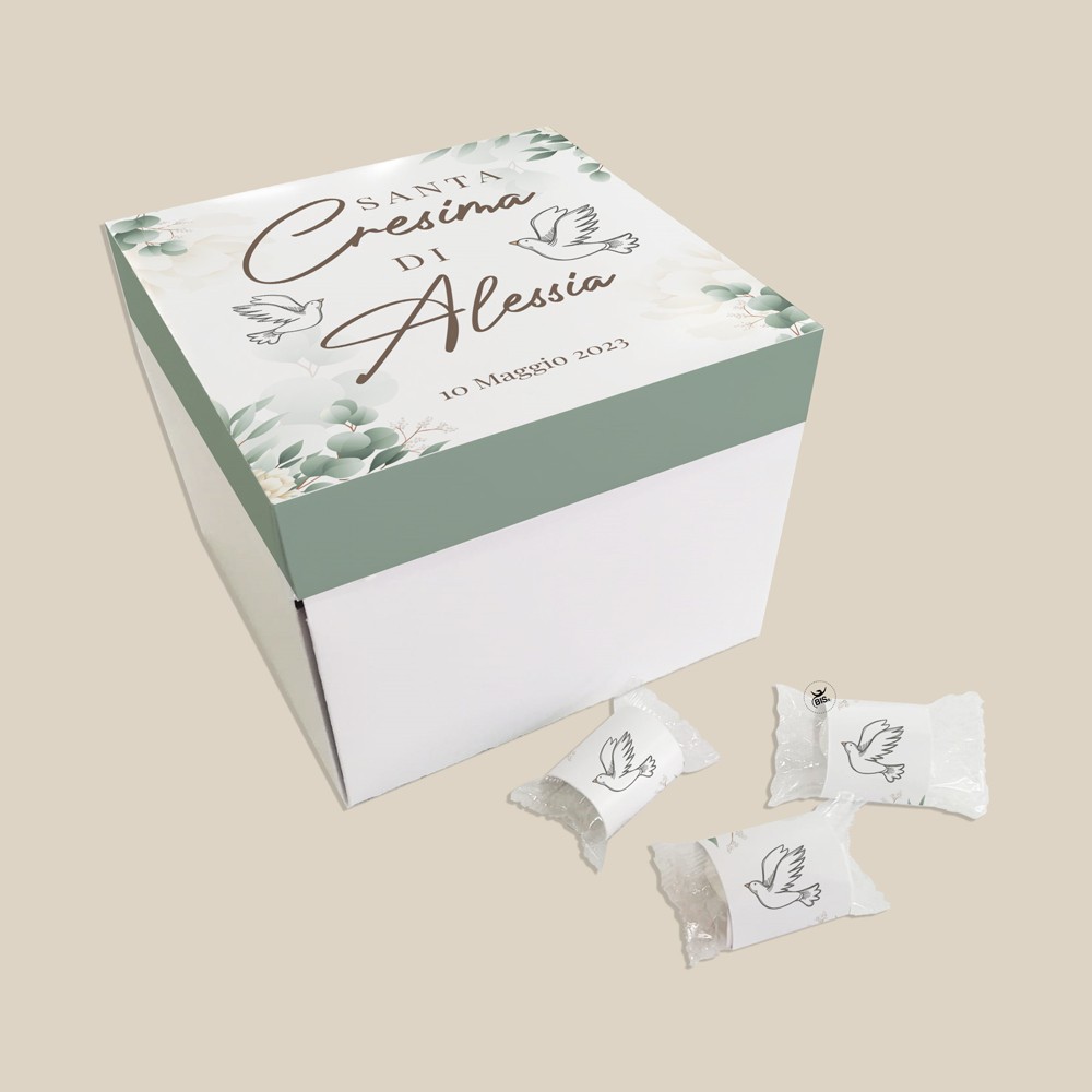 Scatola vassoio porta confetti Linea Cresima Classic da personalizzare