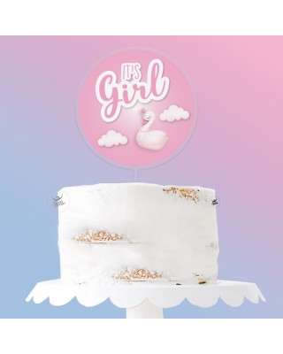 Cake topper in plexiglass "It's Girl"