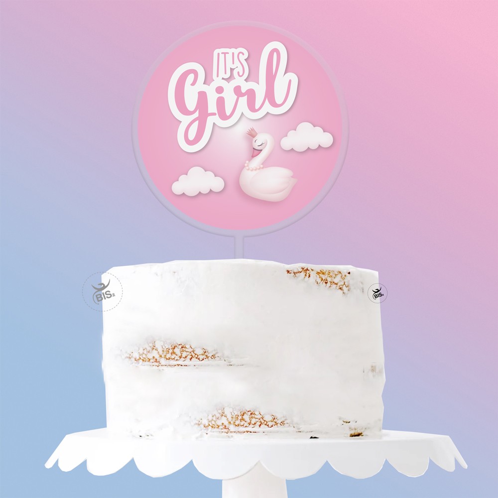 Cake topper in plexiglass "It's Girl"