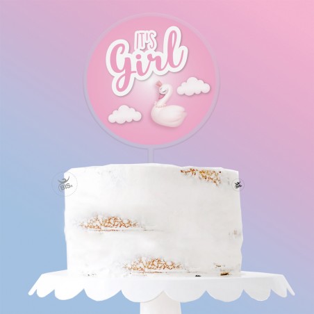 Cake topper in plexiglass "It's Girl"