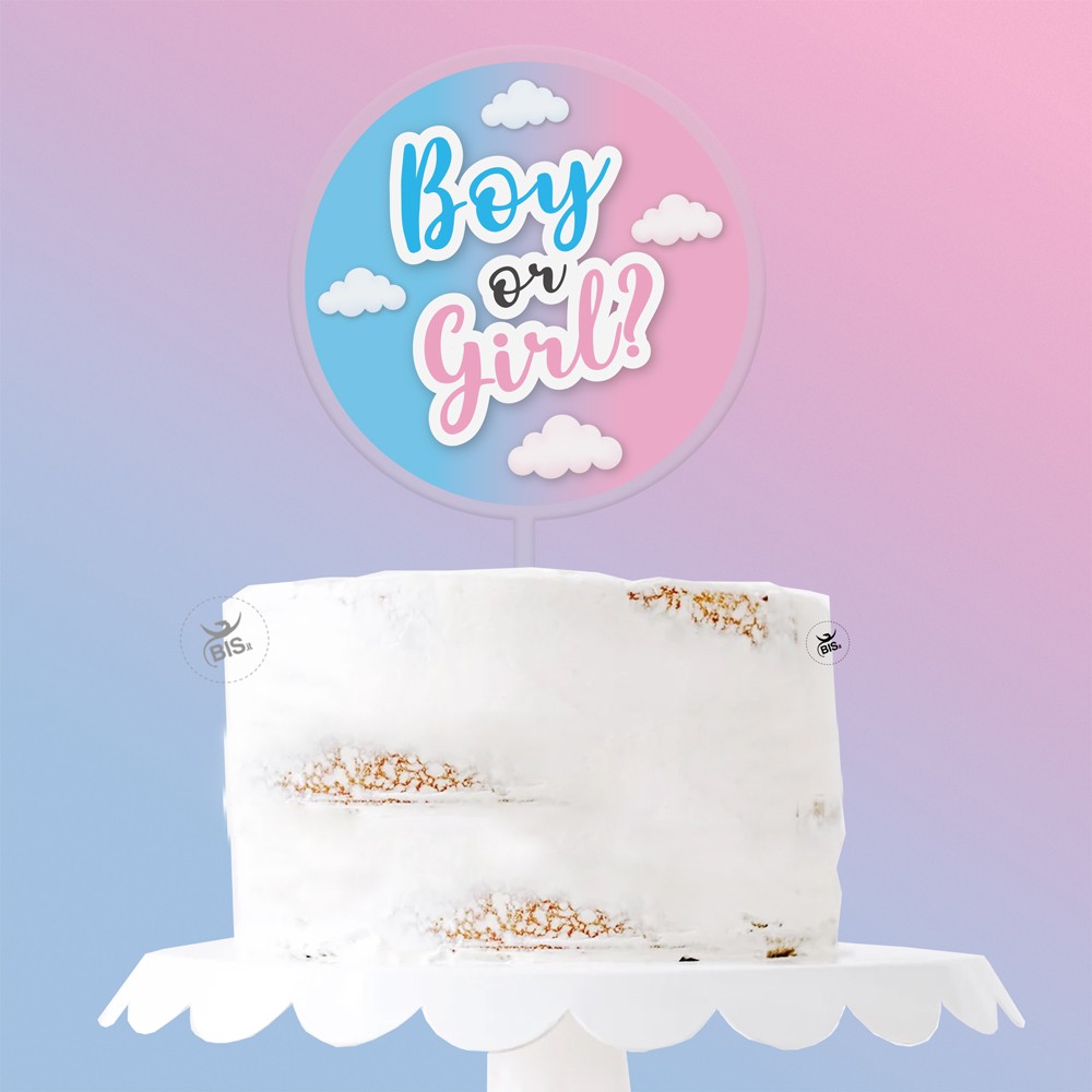 Cake topper in plexiglass "Boy or Girl"