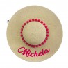 Cappello in paglia a falda larga con palline applicate  da personalizz