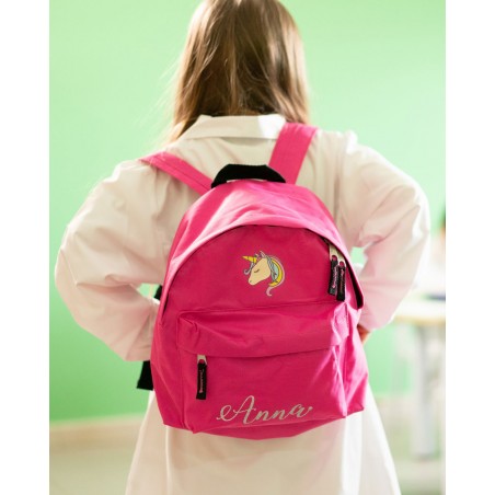 Zaino trandy Unicorno con nome in glitter