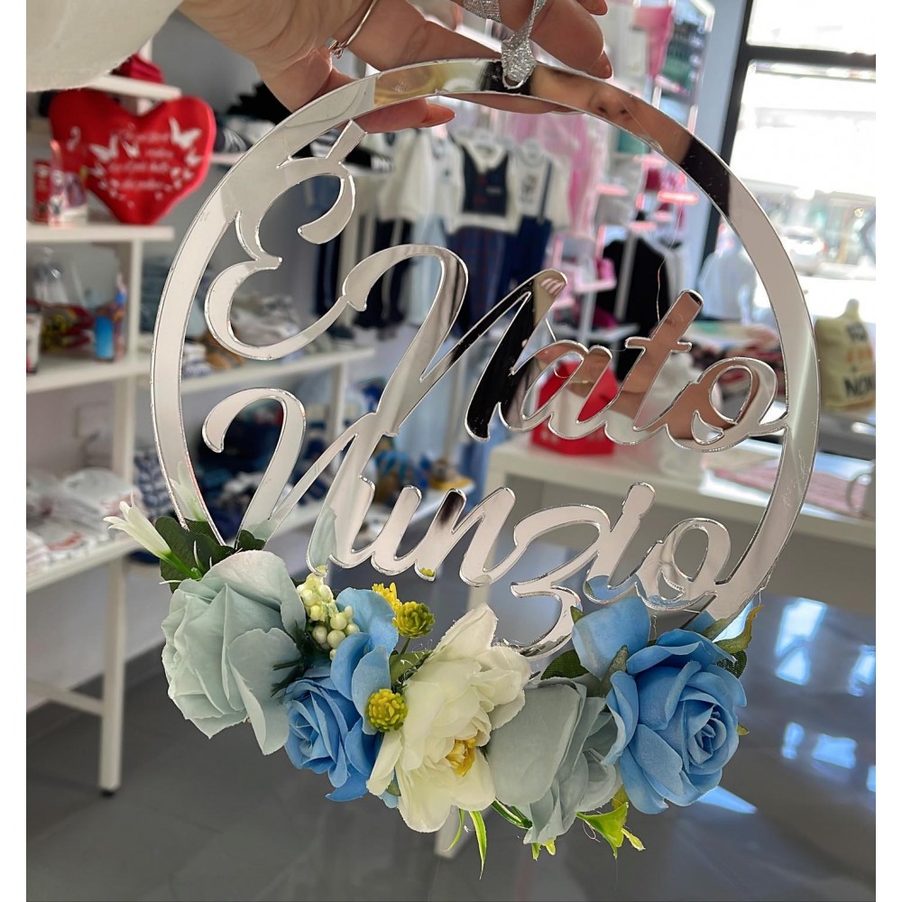 Fuori porta in plexiglass, con fiori, da personalizzare