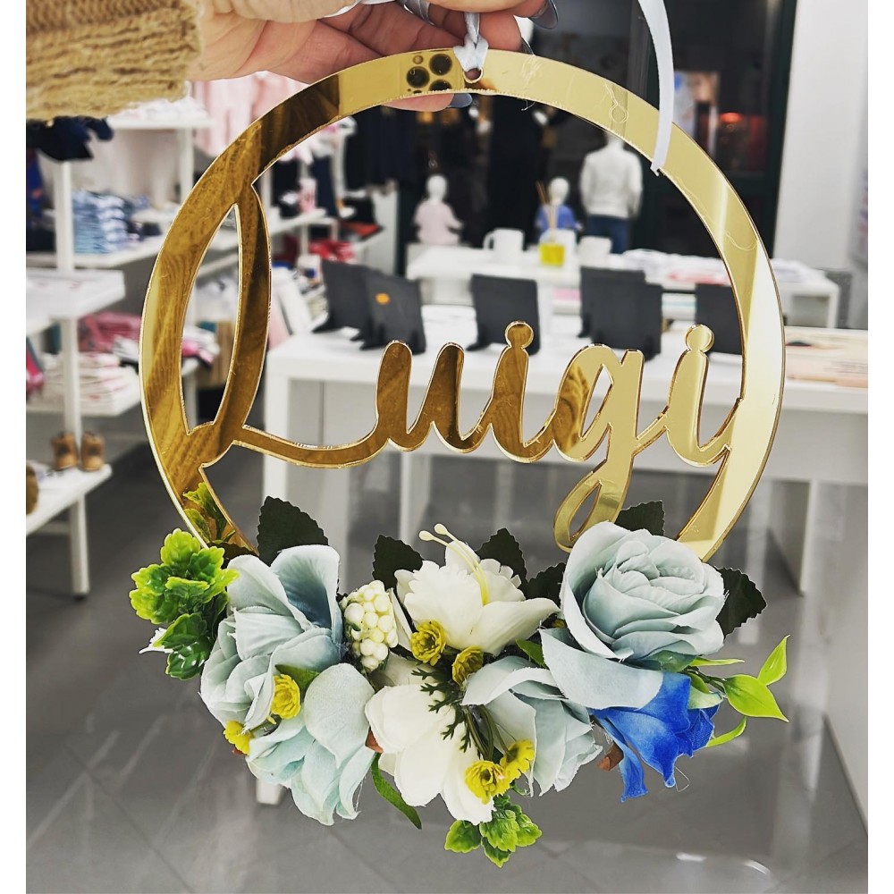 Fuori porta in plexiglass, con fiori, da personalizzare
