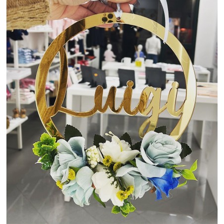 Fuori porta in plexiglass, con fiori, da personalizzare