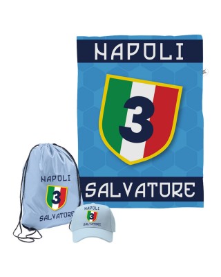 Kit telo mare, cappellino e sacca "Napoli"