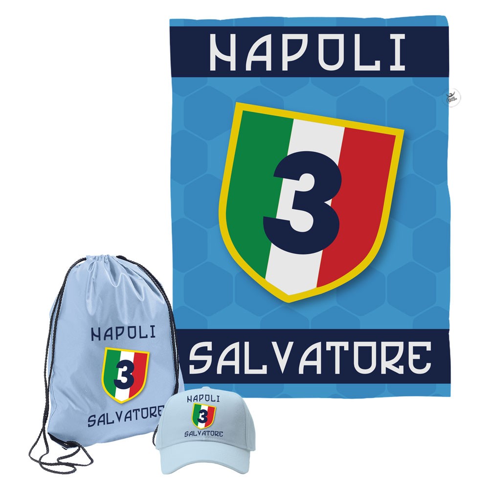 Kit telo mare, cappellino e sacca "Napoli"