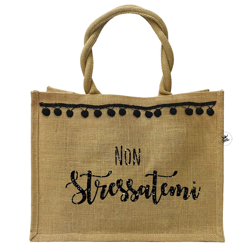 Borsa da Mare con palline applicate "Non stressatemi"