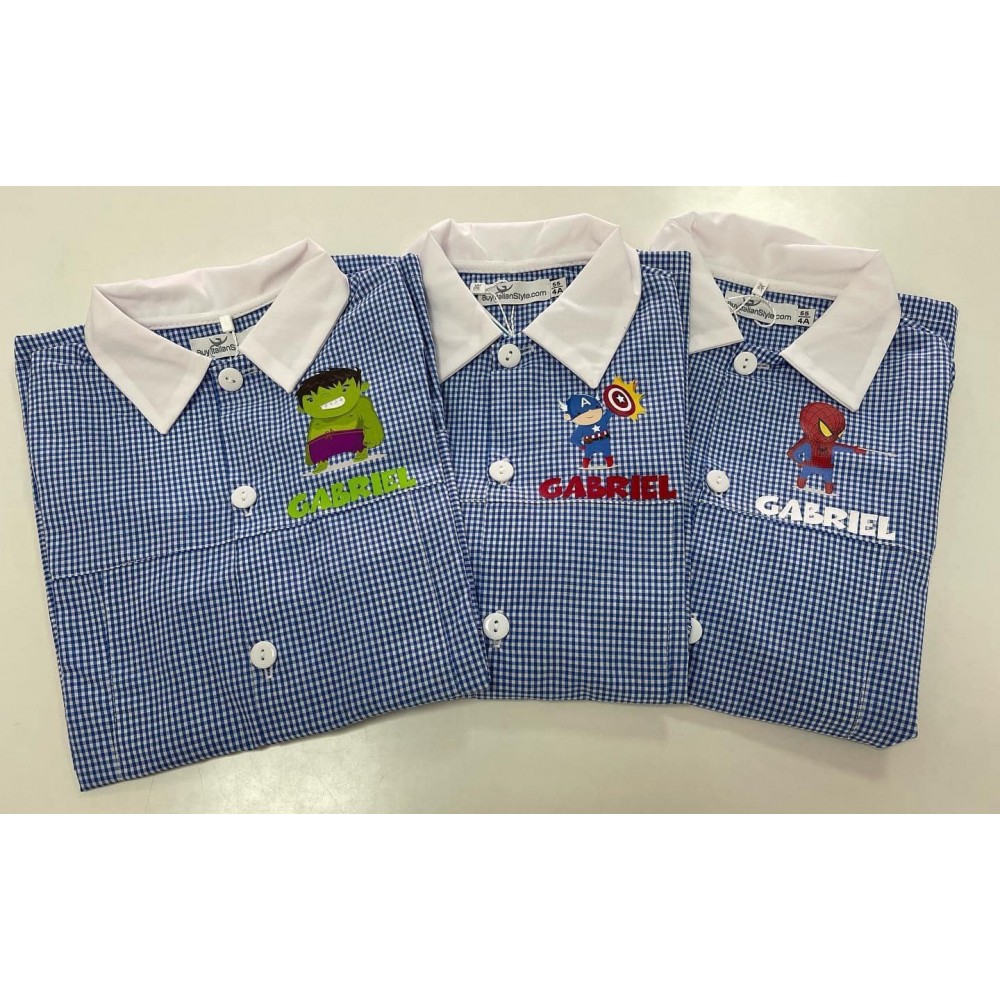 Grembiule a quadretti personalizzabile Super eroe