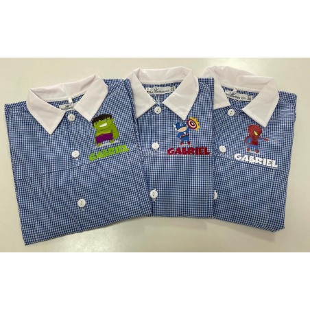 Grembiule a quadretti personalizzabile Super eroe