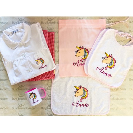 Kit scuole materno con stampa unicorno e nome