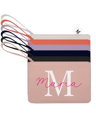 Pochette in ecopelle da personalizzare con nome e iniziale