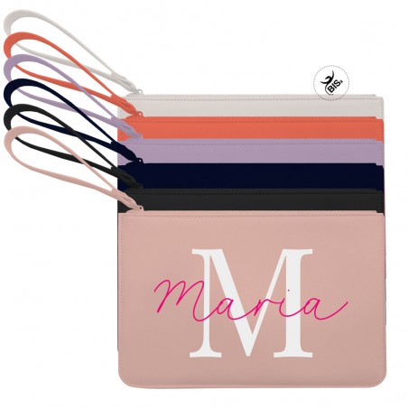 Pochette in ecopelle da personalizzare con nome e iniziale