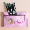 Astuccio porta penne con Unicorno e nome in glitter