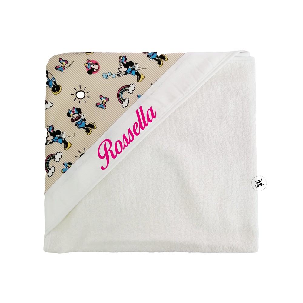 Accappatoio Disney neonata "Minnie" a righe beige