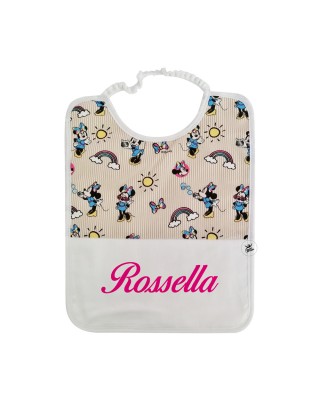 Bavaglino asilo Disney "Minnie"  a righe beige