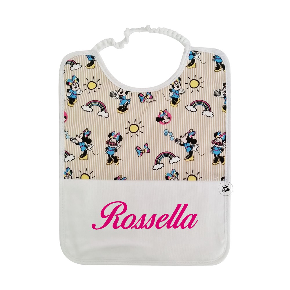Bavaglino asilo Disney "Minnie"  a righe beige