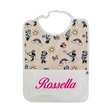 Bavaglino asilo Disney "Minnie"  a righe beige