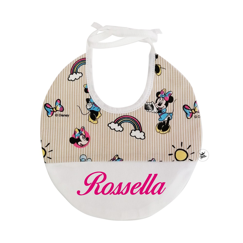 Bavaglino Disney "Minnie" a righe beige