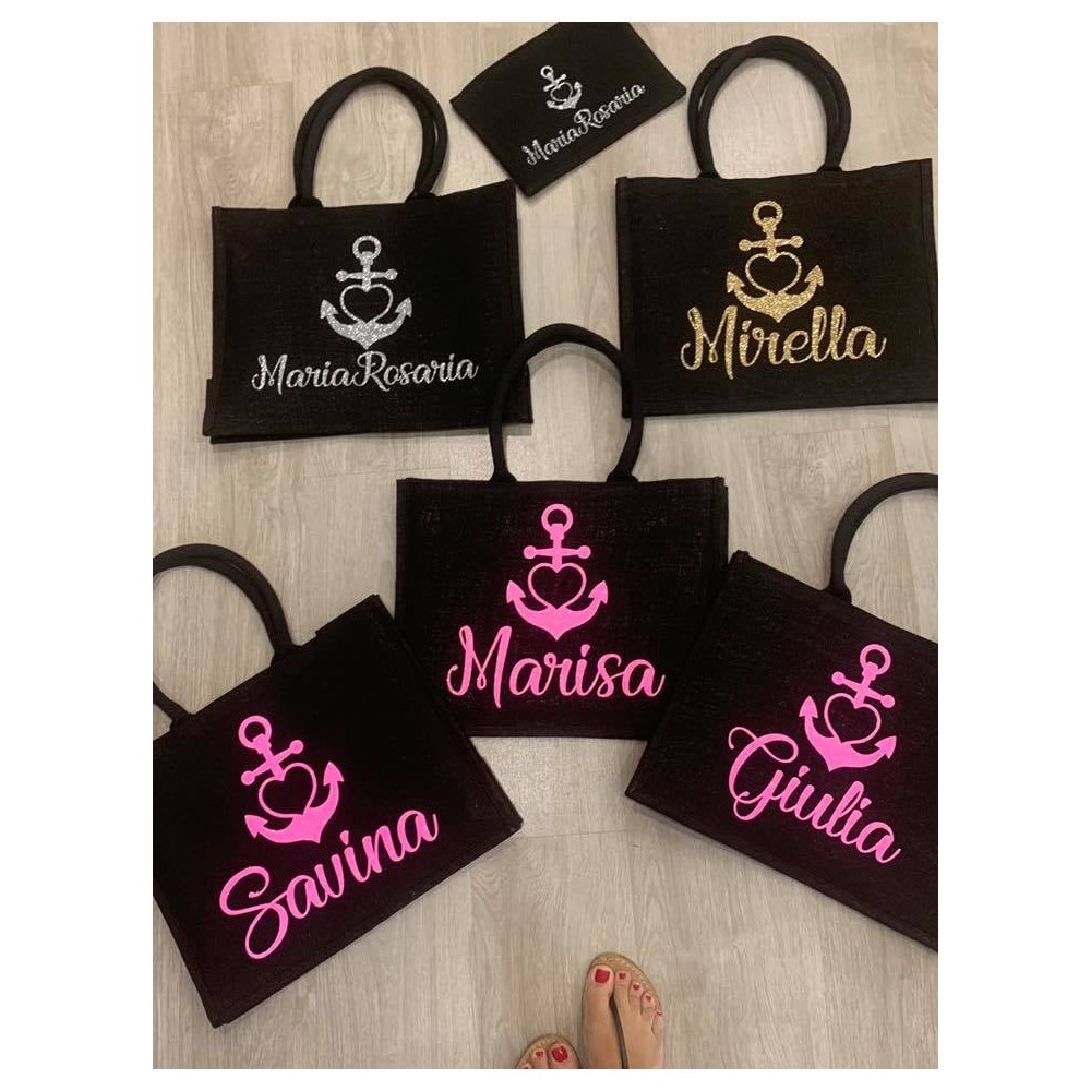 Borsa da spiaggia personalizzabile e ancora con stampa glitterata