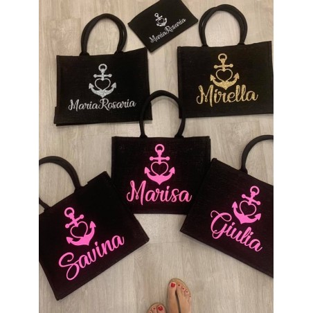 Borsa da spiaggia personalizzabile e ancora con stampa glitterata