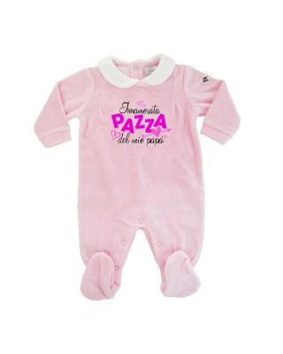 Tutina neonata ciniglia rosa "Innamorata pazza del mio papà"