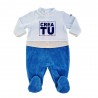 Newborn Chenille jumpsuit, with dedication "Hi Dad!"