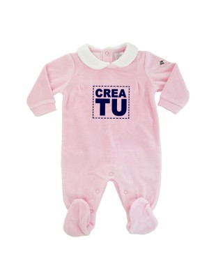 Tutina neonata ciniglia rosa da personalizzare