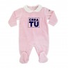 Tutina neonata ciniglia rosa da personalizzare