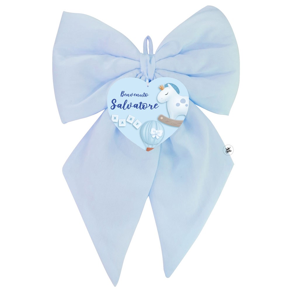 Fiocco Nascita con cuore in plexiglass "Cavalluccio"