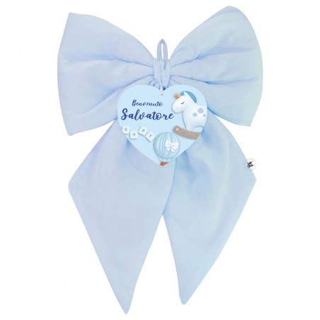 Fiocco Nascita con cuore in plexiglass "Cavalluccio"