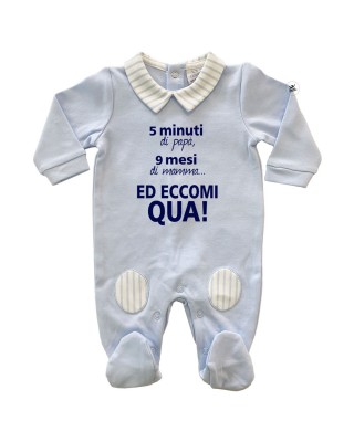 Tutina neonato caldo cotone azzurro