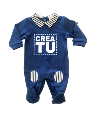 Tutina neonato caldo cotone blu da personalizzare