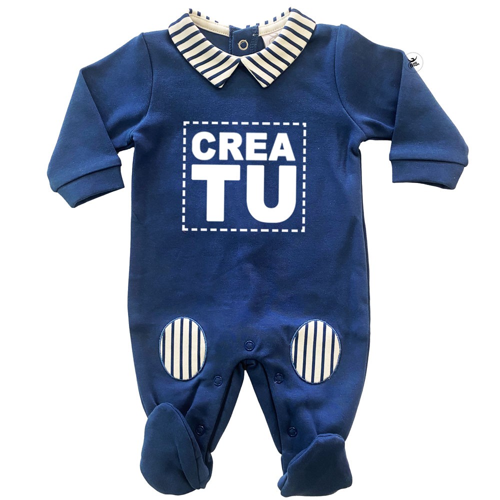 Tutina neonato caldo cotone blu da personalizzare