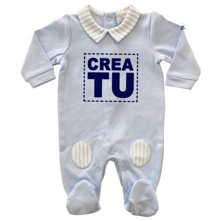 Tutina neonato caldo cotone azzurro da personalizzare