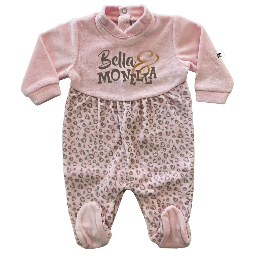 Tutina neonata ciniglia con trama maculata "Bella & Monella"