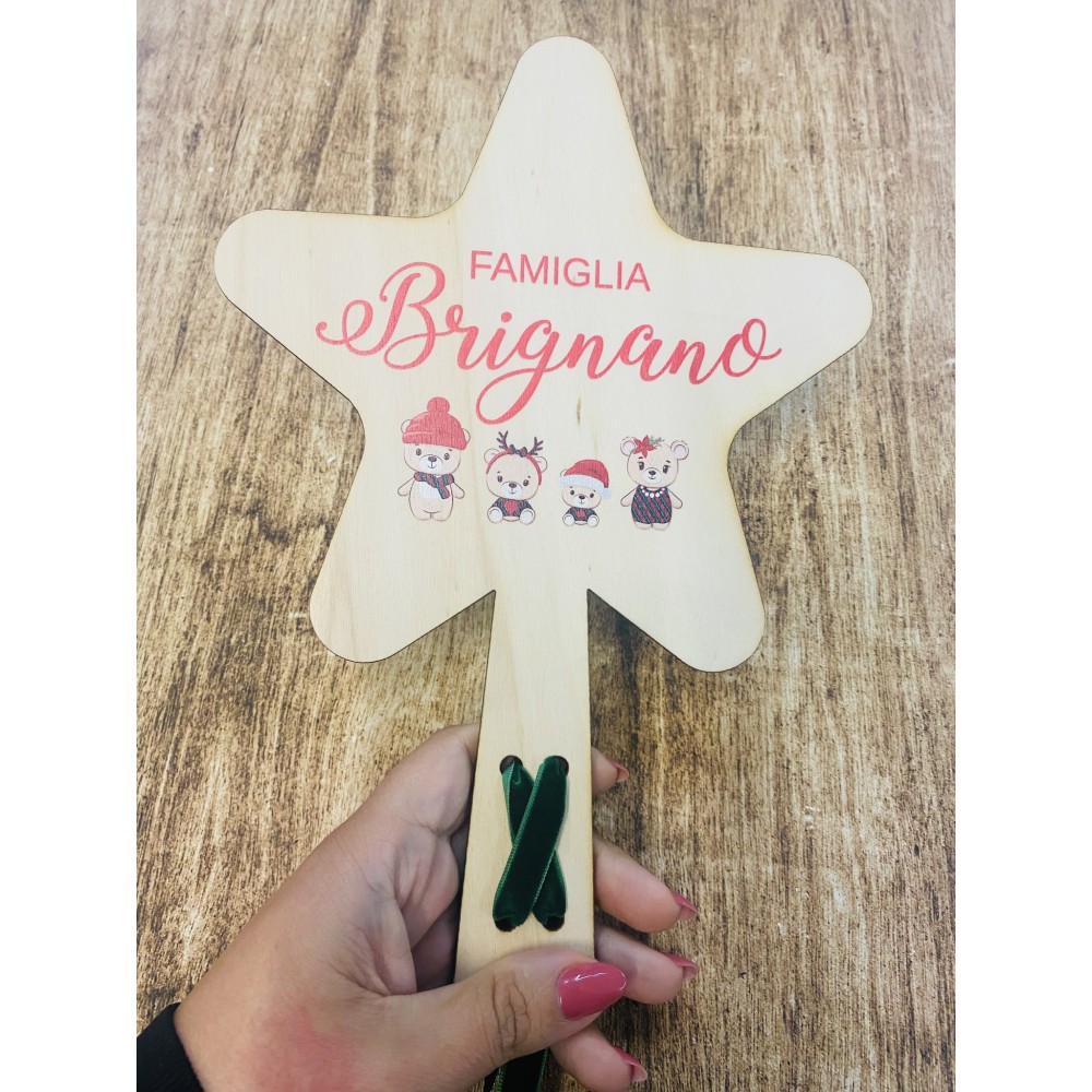 Puntale in legno a forma di stella da personalizzare