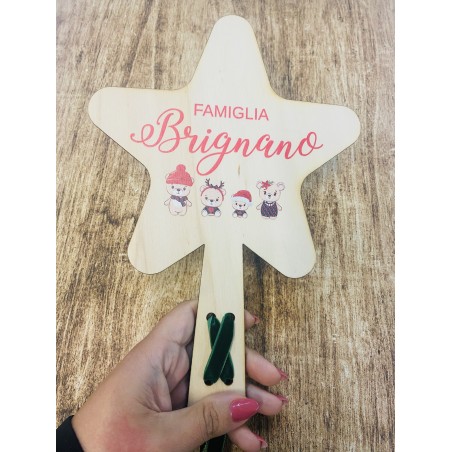 Puntale in legno a forma di stella da personalizzare