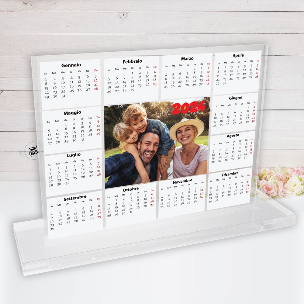 Calendario da tavola in plexiglass personalizzato con foto bimbi