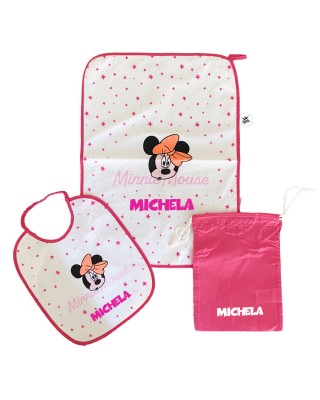 Kit Asilo plastificato "Minnie Mouse" fuxia