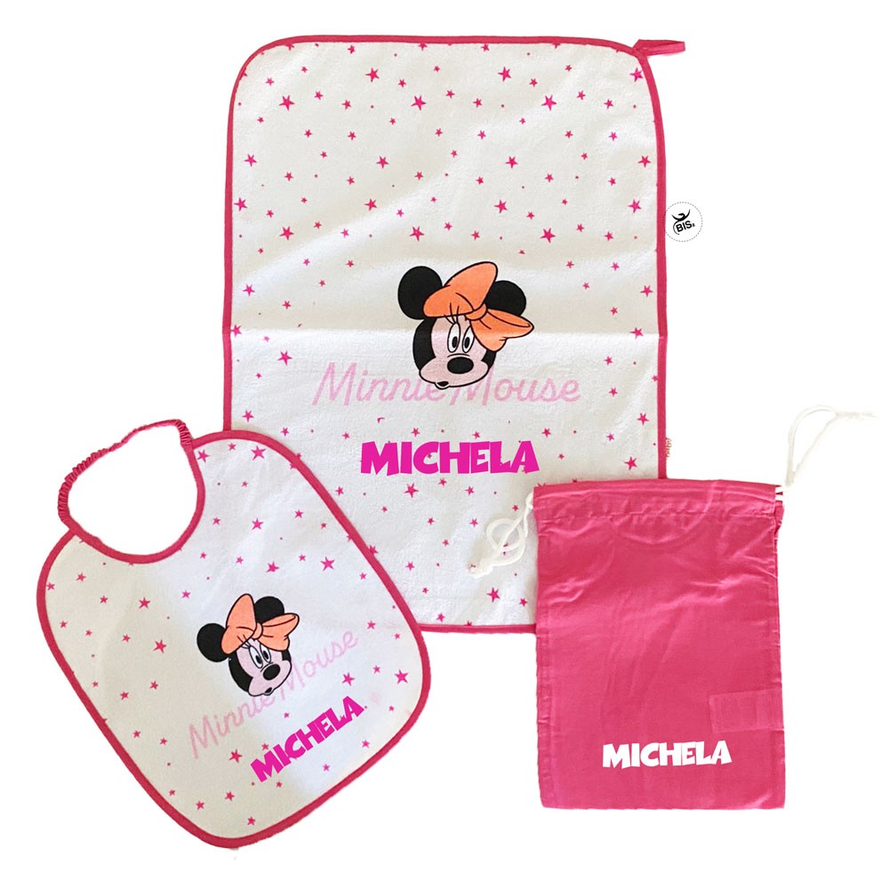 Kit Asilo plastificato "Minnie Mouse" fuxia