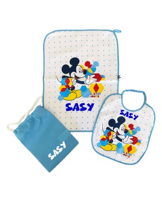 Kit Asilo plastificato "Topolino Multicolor" azzurro